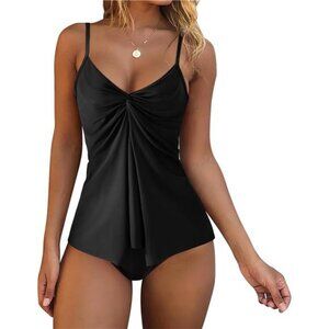RXRXCOCO Womens Tankini Push Up Tummy Control Swimsuit Knot Front Bathing Suit